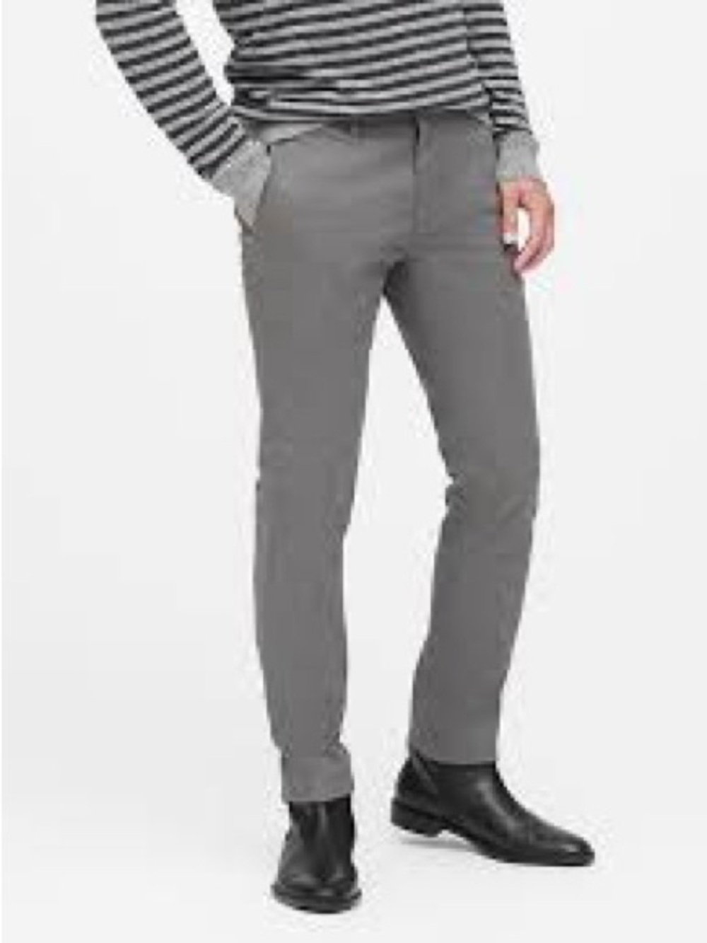 Men's Chino Pants in Light Gray - Casual Stretch Trousers